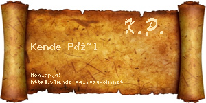 Kende Pál névjegykártya